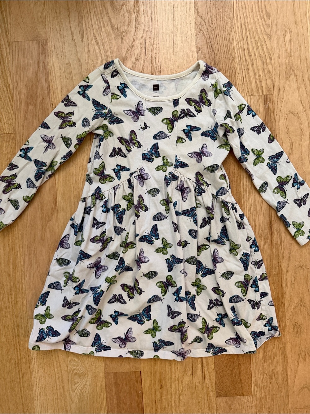 Tea Collection White Long Sleeve Butterfly Print Dress